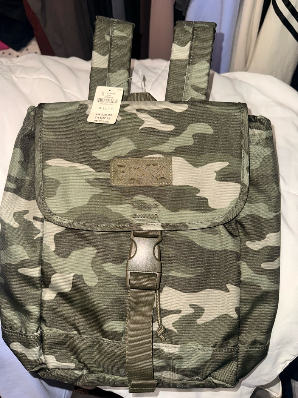 NEW! PINK Victoria’s Secret Camouflage Canvas Mini Backpack - Picture 1 of 3